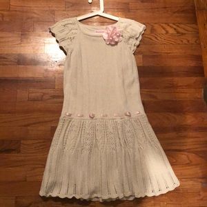 Girl’s Cream Dress with Pink Flower